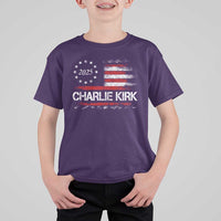 Charlie Kirk 2025 T Shirt For Kid Freedom Vintage American Flag - Wonder Print Shop
