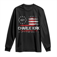Charlie Kirk 2025 Long Sleeve Shirt Freedom Vintage American Flag - Wonder Print Shop