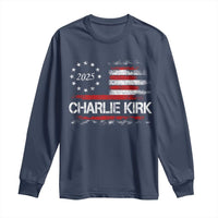 Charlie Kirk 2025 Long Sleeve Shirt Freedom Vintage American Flag - Wonder Print Shop