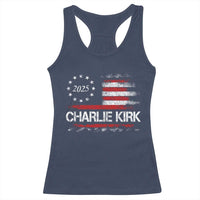 Charlie Kirk 2025 Racerback Tank Top Freedom Vintage American Flag - Wonder Print Shop