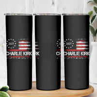 Charlie Kirk 2025 Skinny Tumbler Freedom Vintage American Flag - Wonder Print Shop