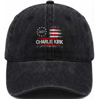 Charlie Kirk 2025 Washed Cotton Baseball Cap Freedom Vintage American Flag
