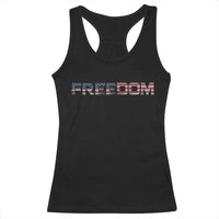 Freedom Patriotic Motivational Quote American Flag Racerback Tank Top - Wonder Print Shop