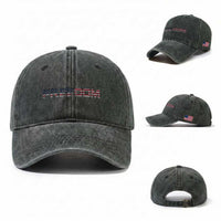 Freedom Patriotic Motivational Quote American Flag Washed Cotton Baseball Cap