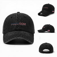 Freedom Patriotic Motivational Quote American Flag Washed Cotton Baseball Cap