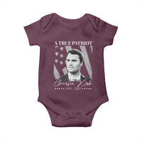 A True Patriot Charlie Kirk Baby Onesie Vintage American Flag - Wonder Print Shop