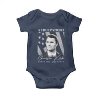 A True Patriot Charlie Kirk Baby Onesie Vintage American Flag - Wonder Print Shop