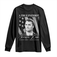 A True Patriot Charlie Kirk Long Sleeve Shirt Vintage American Flag - Wonder Print Shop