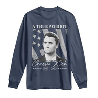 A True Patriot Charlie Kirk Long Sleeve Shirt Vintage American Flag - Wonder Print Shop