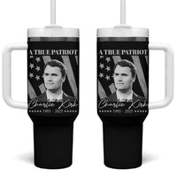A True Patriot Charlie Kirk Tumbler With Handle Vintage American Flag - Wonder Print Shop