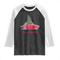 Merry Christmas Raglan Shirt Vintage Xmas Tree Car - Wonder Print Shop