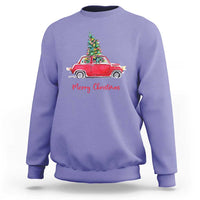 Merry Christmas Sweatshirt Vintage Xmas Tree Car - Wonder Print Shop