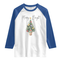 Christmas Raglan Shirt Merry And Bright Retro Xmas Tree - Wonder Print Shop