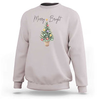 Christmas Sweatshirt Merry And Bright Retro Xmas Tree - Wonder Print Shop