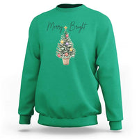 Christmas Sweatshirt Merry And Bright Retro Xmas Tree - Wonder Print Shop
