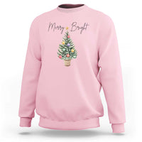 Christmas Sweatshirt Merry And Bright Retro Xmas Tree - Wonder Print Shop