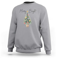 Christmas Sweatshirt Merry And Bright Retro Xmas Tree - Wonder Print Shop