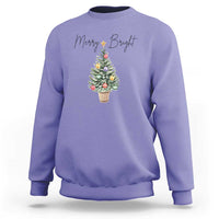 Christmas Sweatshirt Merry And Bright Retro Xmas Tree - Wonder Print Shop