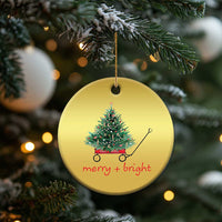 Xmas Christmas Ornament Merry And Bright Retro Xmas Tree Wagon - Wonder Print Shop