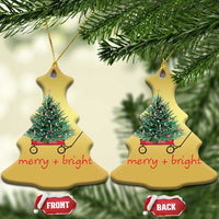 Xmas Christmas Ornament Merry And Bright Retro Xmas Tree Wagon - Wonder Print Shop