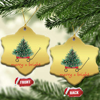 Xmas Christmas Ornament Merry And Bright Retro Xmas Tree Wagon - Wonder Print Shop