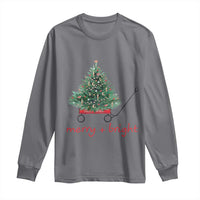 Christmas Long Sleeve Shirt Merry And Bright Retro Xmas Tree Wagon
