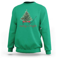 Christmas Sweatshirt Merry And Bright Retro Xmas Tree Wagon - Wonder Print Shop