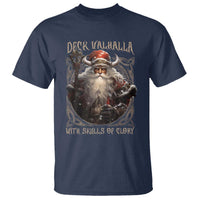 Viking Christmas T Shirt Deck Valhalla With Skulls Of Glory Santa Yule Xmas - Wonder Print Shop