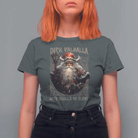 Viking Christmas T Shirt For Women Deck Valhalla With Skulls Of Glory Santa Yule Xmas - Wonder Print Shop