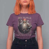 Viking Christmas T Shirt For Women Deck Valhalla With Skulls Of Glory Santa Yule Xmas - Wonder Print Shop