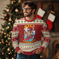 Xmas In Hawaii Ugly Christmas Sweater Mele Kalikimaka Surfing Santa Kakau Tattoo - Wonder Print Shop