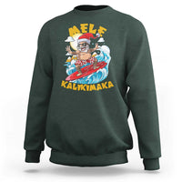 Christmas In Hawaii Sweatshirt Mele Kalikimaka Surfing Santa Kakau Tattoo - Wonder Print Shop