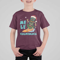 Christmas In Hawaii T Shirt For Kid Mele Kalikimaka Santa Tiki Surfing Kakau Tattoo - Wonder Print Shop