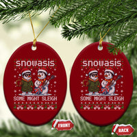 Snowasis Some Might Sleigh Ceramic Ornament Funny Xmas Snowmen Rock Band Parody - Wonder Print Shop