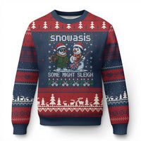 Snowasis Some Might Sleigh Ugly Christmas Sweater Funny Xmas Snowmen Rock Band Parody - Wonder Print Shop