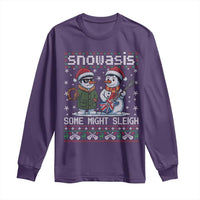 Snowasis Some Might Sleigh Long Sleeve Shirt Funny Christmas Snowmen Rock Band Parody - Wonder Print Shop