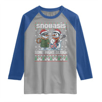 Snowasis Some Might Sleigh Raglan Shirt Funny Christmas Snowmen Rock Band Parody - Wonder Print Shop