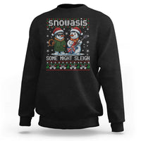 Snowasis Some Might Sleigh Sweatshirt Funny Christmas Snowmen Rock Band Parody - Wonder Print Shop