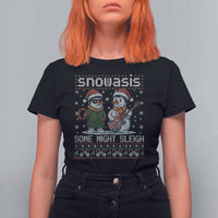 Snowasis Some Might Sleigh T Shirt For Women Funny Christmas Snowmen Rock Band Parody - Wonder Print Shop