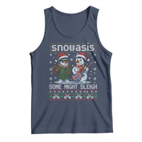 Snowasis Some Might Sleigh Tank Top Funny Christmas Snowmen Rock Band Parody - Wonder Print Shop