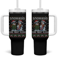 Snowasis Some Might Sleigh Tumbler With Handle Funny Christmas Snowmen Rock Band Parody - Wonder Print Shop