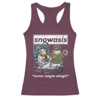 Snowasis Some Might Sleigh Racerback Tank Top Funny Christmas Snowmen Rock Band - Wonder Print Shop