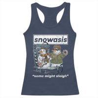 Snowasis Some Might Sleigh Racerback Tank Top Funny Christmas Snowmen Rock Band - Wonder Print Shop