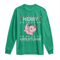 Funny Christmas Axolotl Long Sleeve Shirt Merry Axolotlmas Xmas Salamander - Wonder Print Shop