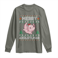 Funny Christmas Axolotl Long Sleeve Shirt Merry Axolotlmas Xmas Salamander - Wonder Print Shop