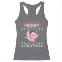 Funny Christmas Axolotl Racerback Tank Top Merry Axolotlmas Xmas Salamander - Wonder Print Shop
