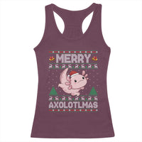 Funny Christmas Axolotl Racerback Tank Top Merry Axolotlmas Xmas Salamander - Wonder Print Shop