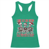 Look At Me Being All Festive And Shit Christmas Racerback Tank Top Funny Holiday Xmas Skeleton - Wonder Print Shop