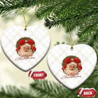 Merry Christmas Vintage Retro Santa Claus Coquette Ceramic Ornament - Wonder Print Shop