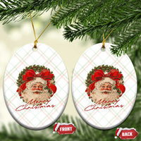 Merry Christmas Vintage Retro Santa Claus Coquette Ceramic Ornament - Wonder Print Shop